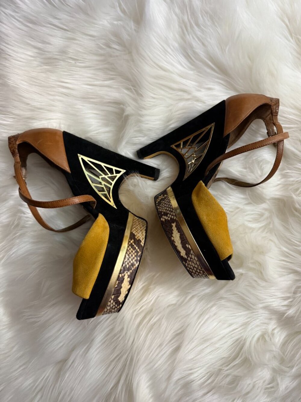 Vintage Sam Edelman Tegan Architectural Platform Heels Size 10 - Picture 3 of 4
